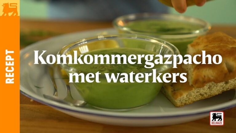 Komkommergazpacho met waterkers